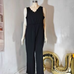 BloomChic Black Scallop Jumpsuit